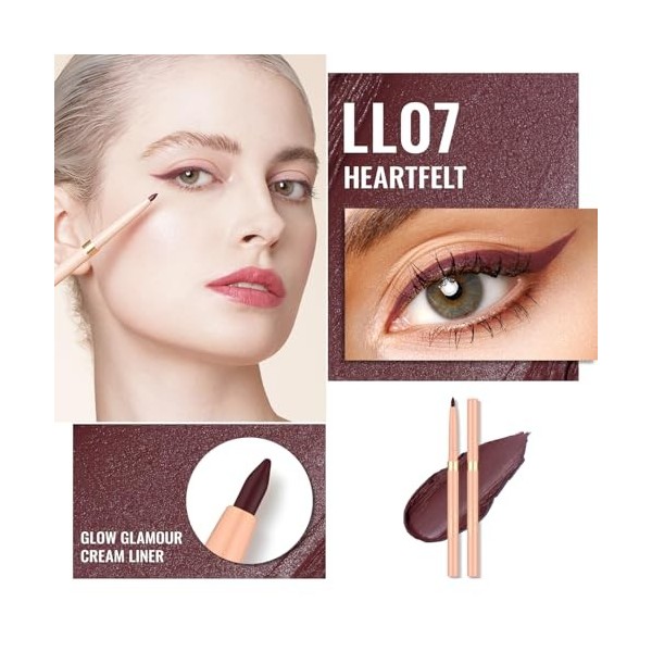OULAC Crayon Yeux Waterproof, Eye Liner et Lip Liner Prune Mat avec Couleur Intense, Eyeliner Anti-salissures Texture Lisse e