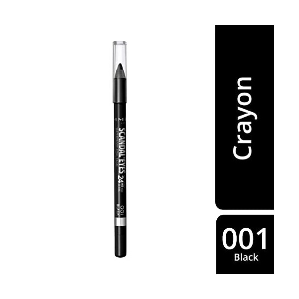 Rimmel - Crayon Khôl Scandaleyes Waterproof - Couleur intense - Texture Douce - 001 Black - 1,3gr Lot de 2 