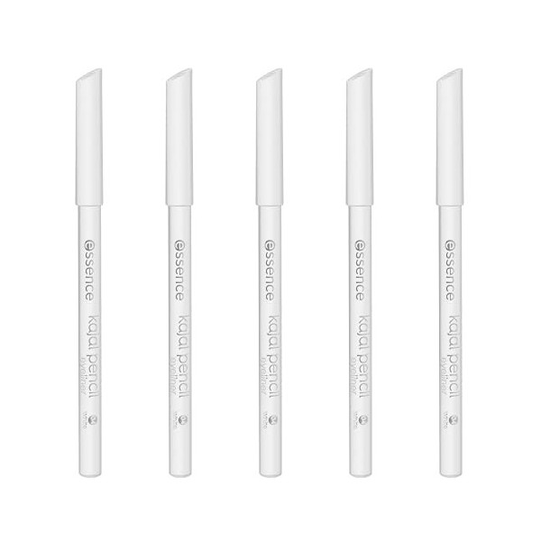 essence kajal N°04 White Lot de 5 crayons définissants, longue durée, végétaliens, sans particules de microplastique, sans na