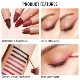 OULAC Crayon Yeux Waterproof, Eye Liner et Lip Liner Rose lilas Mat avec Couleur Intense, Eyeliner Anti-salissures Texture Li