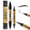 Crayon Sourcil And Crayon Eye Liner Noir 2 In 1-Liner & Waterproof, Tracé Précis Pour Des Sourcils Et Un Eye-Liner Longue Ten