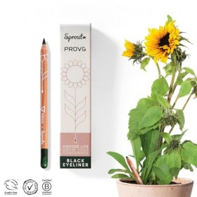 SproutWorld & PROVG Eyeliner Résistant à leau | Texture Lisse & Douce | Formule Végane | Crayon Eyeliner Plantable avec Grai