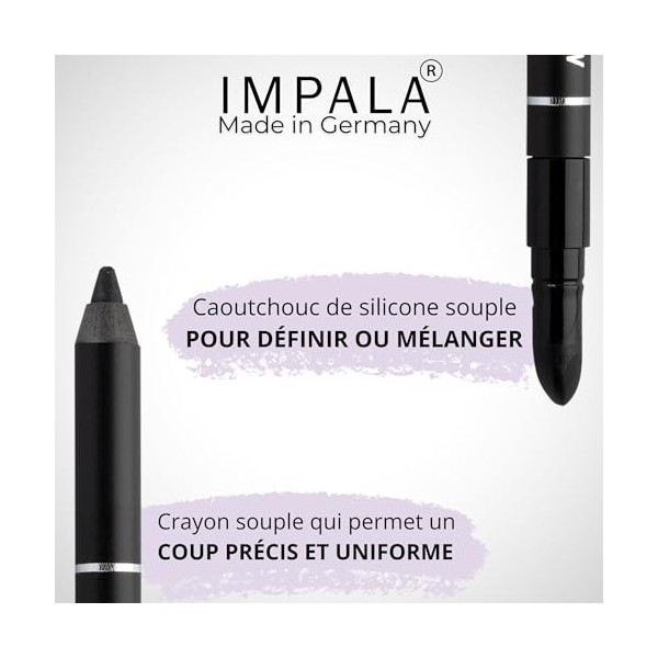 Impala - Crayon Pour les Yeux Waterproof Avec Gomme en Silicone | 01 Noir Mat | Ligne Définie ou Effet Flouté | Texture Créme
