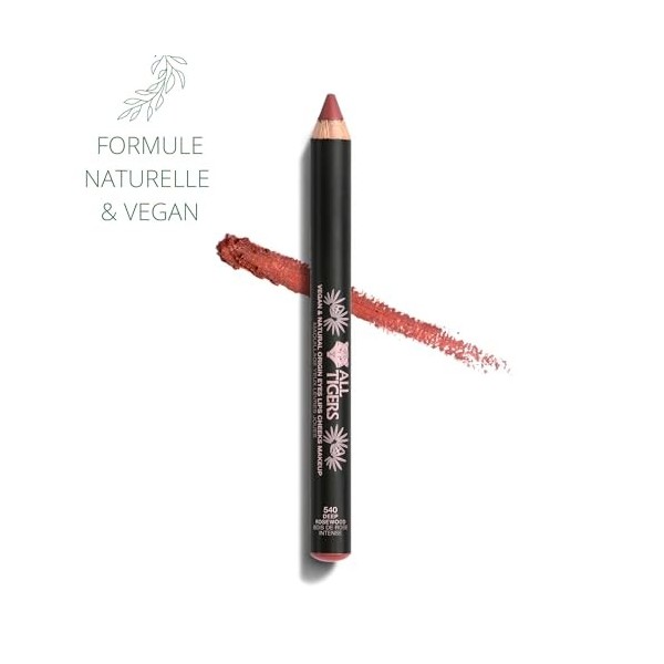 All Tigers - Crayon Multi Usage 3-en-1 pour Yeux, Lèvres et Joues - Teinte Bois de Rose Intense - Texture Crémeuse et Facile