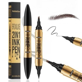 Crayon Sourcil And Crayon Eye Liner Noir 2 In 1-Liner & Waterproof, Tracé Précis Pour Des Sourcils Et Un Eye-Liner Longue Ten