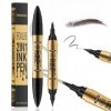 Crayon Sourcil And Crayon Eye Liner Noir 2 In 1-Liner & Waterproof, Tracé Précis Pour Des Sourcils Et Un Eye-Liner Longue Ten
