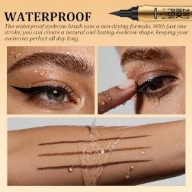Crayon Sourcil And Crayon Eye Liner Noir 2 In 1-Liner & Waterproof, Tracé Précis Pour Des Sourcils Et Un Eye-Liner Longue Ten