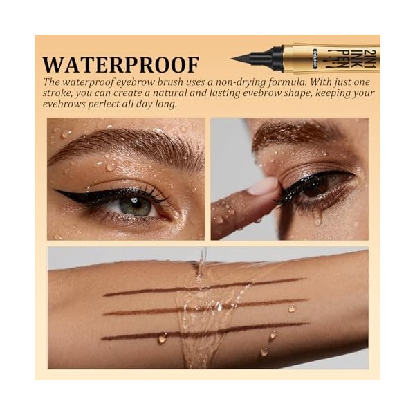 Crayon Sourcil And Crayon Eye Liner Noir 2 In 1-Liner & Waterproof, Tracé Précis Pour Des Sourcils Et Un Eye-Liner Longue Ten