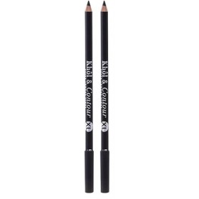 Bourjois Khôl & Contour Crayon Yeux - Formule douce et fondante, Tenue jusquà 16h, Fini mat - 01 NOIR-ISSIME XL Lot de 2 
