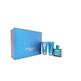 Versace Eros Coffret cadeau pour lui Eau de Toilette Spray 50 ml, gel douche 50 ml + Baume Après-Rasage 50 ml 