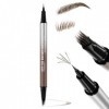 Erinde Crayon Sourcils Microblading 2 en 1, Crayon Sourcils Waterproof, Pointe Multi-Ramifications et Pointe Précise, Maquill