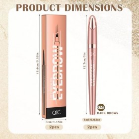 2 Pcs Crayon Sourcil Waterproof, 3D Magique Micro Crayon à Sourcils avec 4 Pointes de Fourchette, Marron foncé Durée et Résis