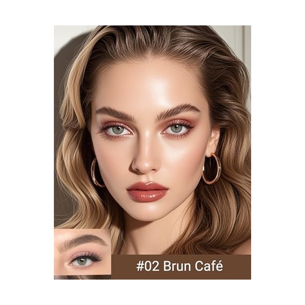 Erinde Stylo à Sourcils Microblading Marron, Longue Tenue Waterproof, Anti-Bavure Ultra Précis, Effet Naturel Poil à Poil, Ap