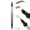 Erinde Crayon Sourcils Microblading 2 en 1, Crayon Sourcils Waterproof, Pointe Multi-Ramifications et Pointe Précise, Maquill