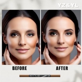 Crayon sourcils Waterproof, 2 en 1Eyebrow Pencil, Avec Micro-embout à 4 Dents et Pointe Pinceau Précise, Résistant à La Trans...