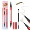 Crayon Sourcils Waterproof, Double Feutre sourcil Microblading Précision UltraFine, Effet Naturel, Longue Tenue, Brosse Inclu...