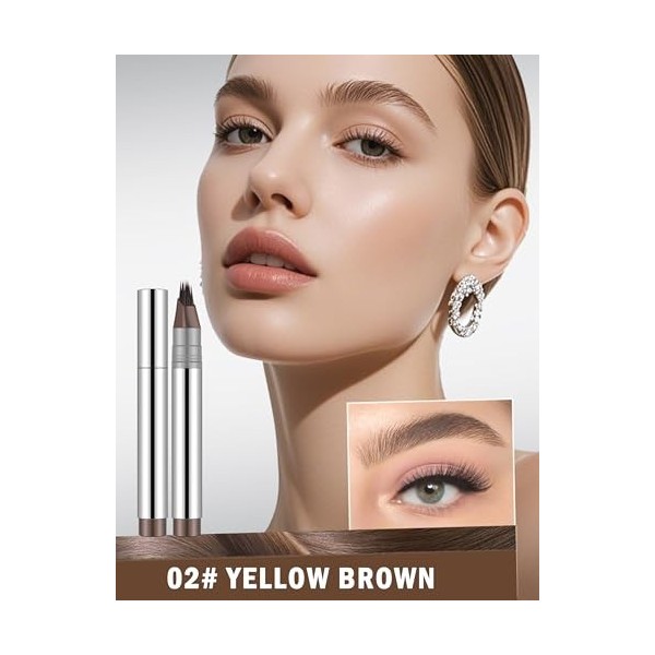 Erinde Braun Microblading Crayon à sourcils, durable, imperméable et résistant à labrasion, sourcils naturels et définis, av