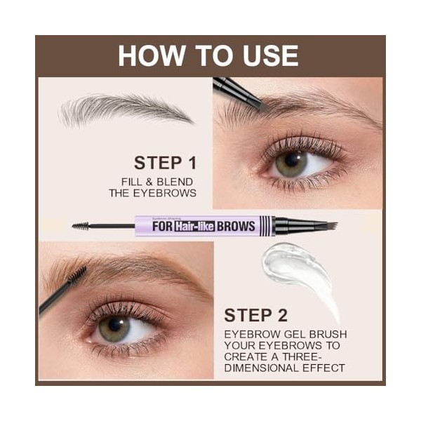 BUTBU Crayon à Sourcils liquide, 3D Crayon Sourcil Microblading, Crayons Yeux, Express Brow Ultra Slim, Teinture Sourcil, Lon