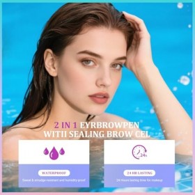 UroClysmic Crayon à Sourcil 2 en 1 Microblading Waterproof avec 4 Micro-pointes de Fourchette, Effet Poils Naturels 3D, Maqui...