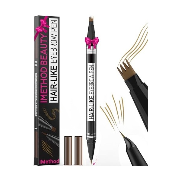 iMethod Crayon à sourcils - Eyebrow Pencil 2-en-1 Crayon à sourcils à double embout avec applicateur à 4 pointes micro-fourch...