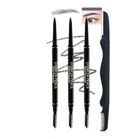 3pcs Crayon Sourcil Kit, Brun Foncé Stylo 3d Crayon Sourcil Waterproof Longue Durée, Brow Lift Kit Sourcils, Sans Transfert E
