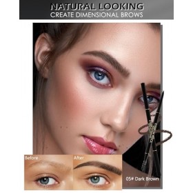 3pcs Crayon Sourcil Kit, Brun Foncé Stylo 3d Crayon Sourcil Waterproof Longue Durée, Brow Lift Kit Sourcils, Sans Transfert E