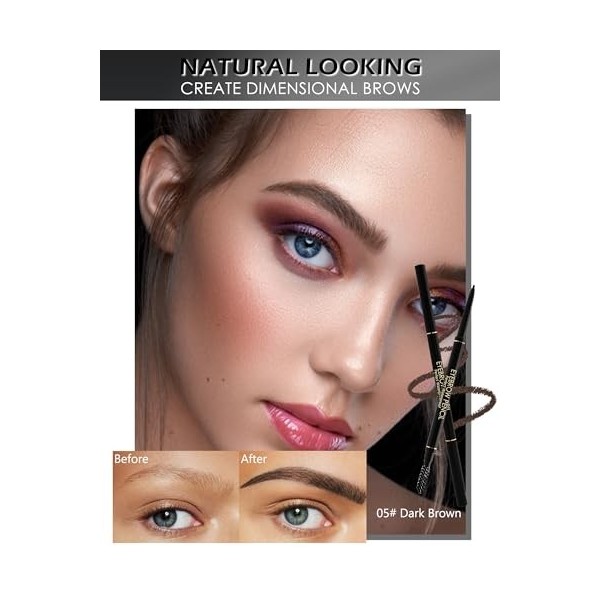 3pcs Crayon Sourcil Kit, Brun Foncé Stylo 3d Crayon Sourcil Waterproof Longue Durée, Brow Lift Kit Sourcils, Sans Transfert E