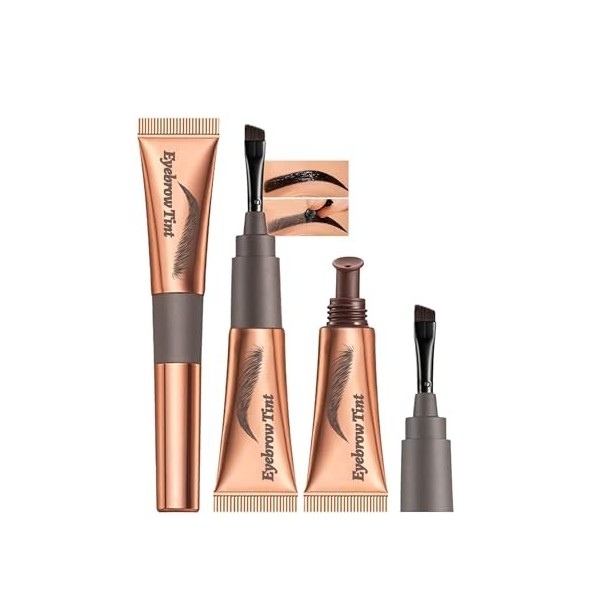 Gel Sourcils Peel Off, 2 Pcs Noir-Gris Teinture Sourcils Tattoo Longue Durée, Waterproof et Sans Bavures, Durée de Vie de 3 J