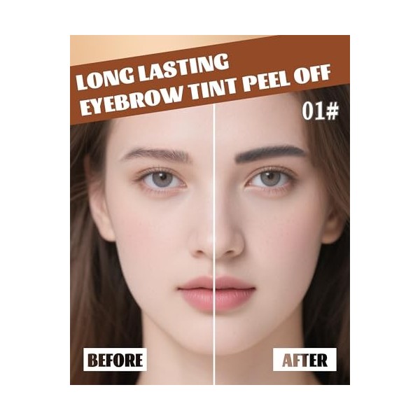 Gel Sourcils Peel Off, 2 Pcs Noir-Gris Teinture Sourcils Tattoo Longue Durée, Waterproof et Sans Bavures, Durée de Vie de 3 J
