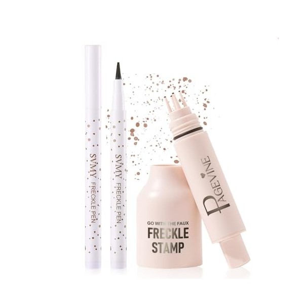 Freckles Pen,Fausses Taches de Rousseur,Tache de Rousseur Semi Permanent Makeup Set,Five Point Freckle Stamp,Imperméable à L ...