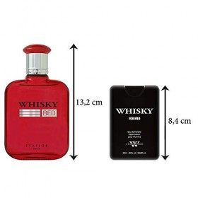 EVAFLORPARIS Whisky Red Coffret Cadeau Eau de Toilette 100 ml + Parfum de Voyage Vaporisateur pour Homme 20 ml