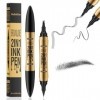 2 En 1 Crayon à sourcils liquide, 3D Tatouage Crayon à Sourcils Crayon Imperméable & Longue Durée Sourcil pour le Maquillage ...