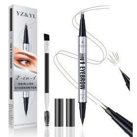 Crayon Sourcil YZ&YL, Double Embout Avec Micro-pointe à 2 Broches et Pointe Pinceau Précise, Stylo Sourcil Effet Poil, Imperm...