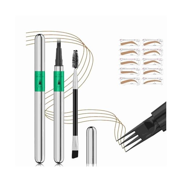 Crayon Sourcils 4 Fourches Résistant à lEau - Pointe Ultra-Fine & Formule Anti-Tâches/Anti-Transpiration pour Effet Sourcils