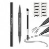 Crayon Sourcils Double Embout Résistant à lEau - Pointe Double Fourche & Pointe Fine Extra, Effet Sourcils Naturels Anti-Tâc