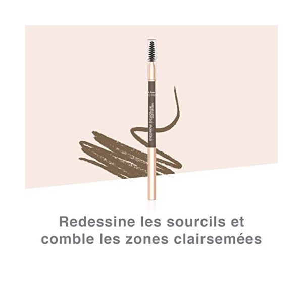 M. Asam MAGIC FINISH Crayon sourcil marron clair 0,28 g – Avec mine rétractable ultra-précise, brosse intégrée pour discipl