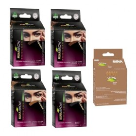 Mina iBrow Regular Pack & Coloring Tint Kit Up to 6 Week Dark Brown, Medium Brown, Light Brown, Black and Blonde Maquillage ...