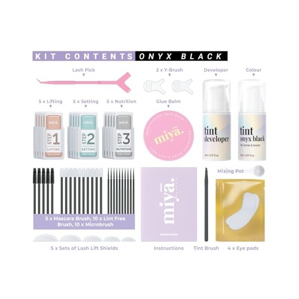 MIYA LASH | Lash Lift & Brow Lamination Kit avec teinte | Noir Maquillage des sourcils