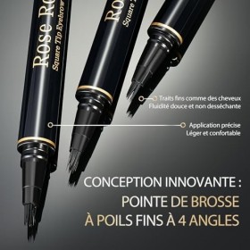 Rose Roll Crayon à sourcils Microblading étanche avec brosse à poils souples, Feutre à Sourcils Couleur longue durée, Définis
