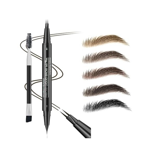 5 couleurs stylo sourcils, duo sourcils micro-remplissage fourche-pointes et pointe précise, maquillage naturel ensemble avec