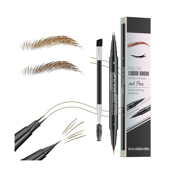 Crayon à sourcils, 2 en 1, double extrémité, imperméable, avec pointe pinceau précise, peut être légèrement teinté naturellem