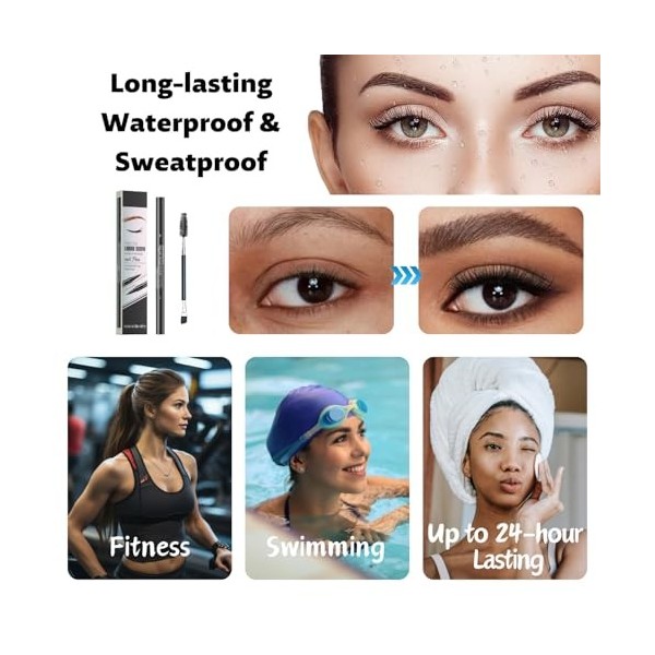 Crayon à sourcils, 2 en 1, double extrémité, imperméable, avec pointe pinceau précise, peut être légèrement teinté naturellem