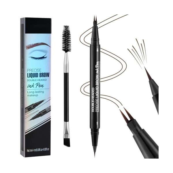 LOPHE Crayon à Sourcils 2 en 1 à Double Extrémité avec Applicateur à 2 Pointes de Fourchette et Pointe Pinceau Précise,Imperm