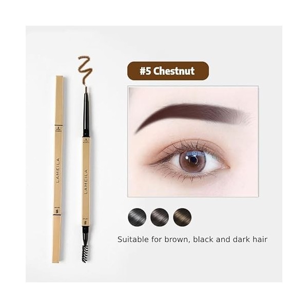 Lamela Crayon à sourcils double face avec brosse, marron et transparent Chestnut
