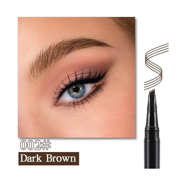 Apooliy Crayon à sourcils liquide, crayon à sourcils microblading imperméable, gel à sourcils micro 4 points, longue durée, c