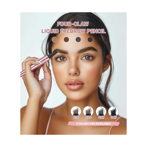 Crayon à sourcils, Stylo à sourcils liquide, Stylo à sourcils imperméable avec pointe micro-fourchette, Stylo à croquis fin l