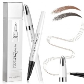 LOPHE 3D Tatouage Crayon à Sourcils avec 4 conseils, Crayon à Sourcils Liquide, Crayon Imperméable & Longue Durée Sourcil pou