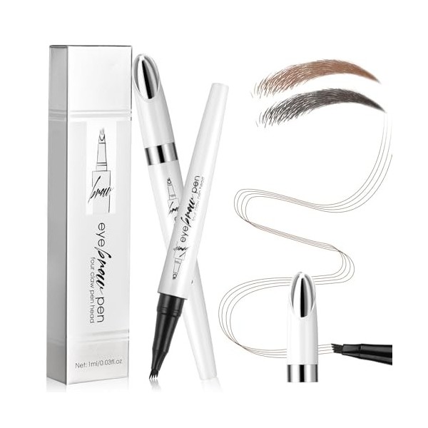 LOPHE 3D Tatouage Crayon à Sourcils avec 4 conseils, Crayon à Sourcils Liquide, Crayon Imperméable & Longue Durée Sourcil pou