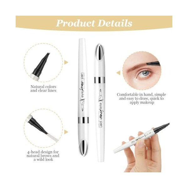 LOPHE 3D Tatouage Crayon à Sourcils avec 4 conseils, Crayon à Sourcils Liquide, Crayon Imperméable & Longue Durée Sourcil pou