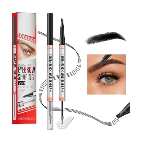 Crayon à sourcils liquide Double-End Crayon à sourcils Crème coiffante pour Résistant à leau et à la, le maquillage ne sest